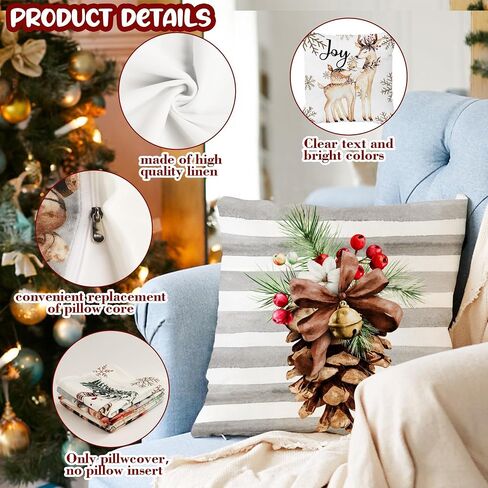 JUSTOTRY 4pc Halloween Decoration Pillow Covers 18x18 for Halloween Indoor Outdoor Decor Boo Vintage Couch Throw Pillows Cases for Sofa Bedroom Home Kitchen Decorative in Saudi Arabia