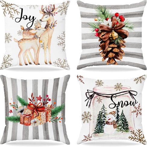 JUSTOTRY 4pc Halloween Decoration Pillow Covers 18x18 for Halloween Indoor Outdoor Decor Boo Vintage Couch Throw Pillows Cases for Sofa Bedroom Home Kitchen Decorative in Saudi Arabia