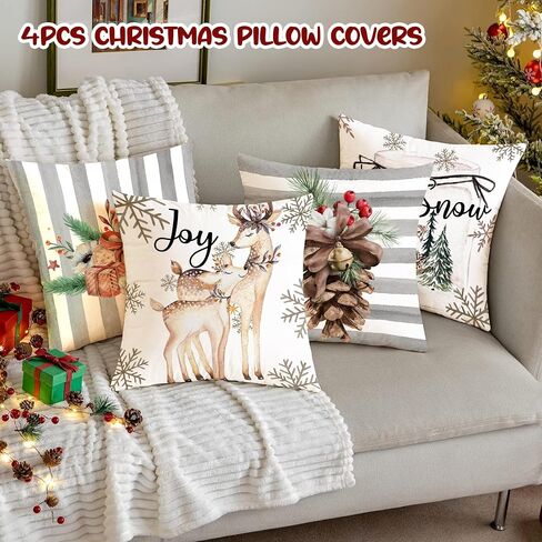 JUSTOTRY 4pc Halloween Decoration Pillow Covers 18x18 for Halloween Indoor Outdoor Decor Boo Vintage Couch Throw Pillows Cases for Sofa Bedroom Home Kitchen Decorative in Saudi Arabia