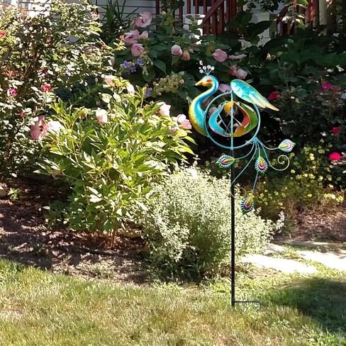 Peacock Wind Spinner for Outdoors, Metal Wind Sculpture Peacock Waterproof Decor for Garden Patio Lawn in Saudi Arabia