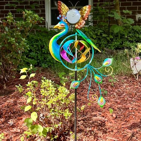 Peacock Wind Spinner for Outdoors, Metal Wind Sculpture Peacock Waterproof Decor for Garden Patio Lawn in Saudi Arabia