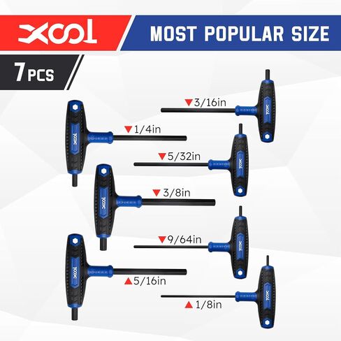 XOOL 14PCS T Handle Allen Wrench Set, Metric & SAE Hex Key Set, Long Arm Hex Key Wrench Set with Portable Organizer in Kuwait