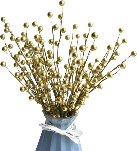 10 Pack Holly Berry Stem Picks, 14.4" Decorative Wire Berries Twig Stem Artificial Sprays for Christmas Tree Branches Fillers Decoration, Holiday Décor, Wreath Garland, Home DIY Crafts (10, White) in Saudi Arabia