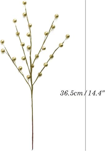 10 Pack Holly Berry Stem Picks, 14.4" Decorative Wire Berries Twig Stem Artificial Sprays for Christmas Tree Branches Fillers Decoration, Holiday Décor, Wreath Garland, Home DIY Crafts (10, White) in Saudi Arabia