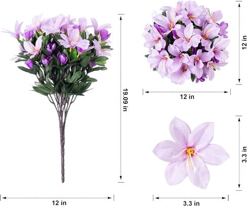 Artificial Faux Plants Flowers for Outdoors, 3 Bundles Fake Silk Azalea Bouquet Fall Flower Indoor Decoration UV Resistant Realistic Fake Flowers for Outside Planter Patio Garden Walkways Home, Orange in Saudi Arabia