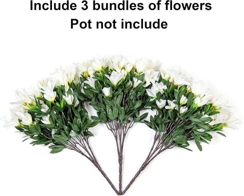 Artificial Faux Plants Flowers for Outdoors, 3 Bundles Fake Silk Azalea Bouquet Fall Flower Indoor Decoration UV Resistant Realistic Fake Flowers for Outside Planter Patio Garden Walkways Home, Orange in Saudi Arabia