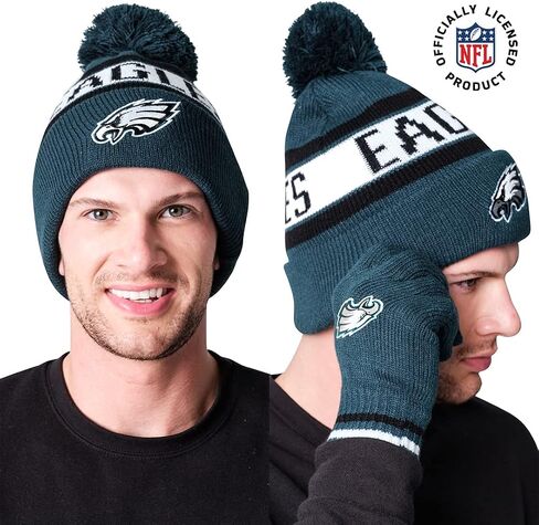 Ultra Game NFL Mens Womens Super Soft Winter Beanie Knit Hat With Extra Warm Touch Screen Gloves in Saudi Arabia