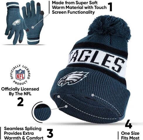 Ultra Game NFL Mens Womens Super Soft Winter Beanie Knit Hat With Extra Warm Touch Screen Gloves in Saudi Arabia