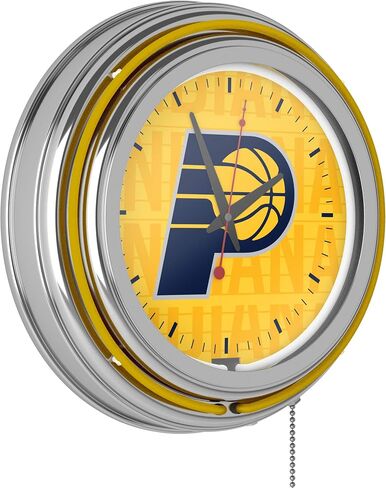 العلامة التجارية Gameroom NBA Chrome Double Rung Neon Clock - City - Indiana Pacers in Saudi Arabia