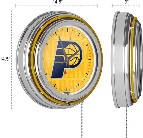 العلامة التجارية Gameroom NBA Chrome Double Rung Neon Clock - City - Indiana Pacers in Saudi Arabia