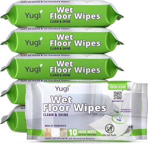 Yugi XXL Wet Floor Wipes For Squeegee Stick,Multi Surface Cleaning Wipes,Fresh Aroma Scent,Huge Disposable Wipes (27.5" x 15.7"),Extra Thick,(3 Packs- 30 wipes) in Saudi Arabia