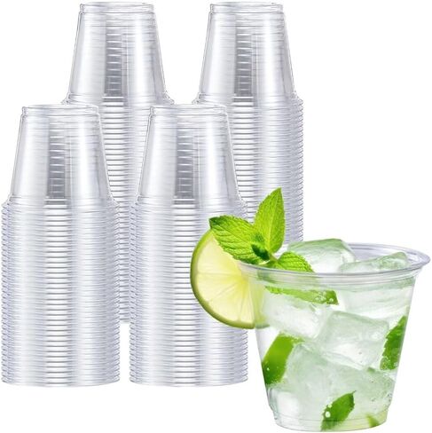 Lamosi 9 Oz Clear Plastic Cups, 50 Count Disposable Plastic Drinking Cups, PET Plastic Party Cups for Cocktail, Wine, Juice, Iced Coffee, Cold Drinks in Saudi Arabia