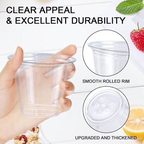 Lamosi 9 Oz Clear Plastic Cups, 50 Count Disposable Plastic Drinking Cups, PET Plastic Party Cups for Cocktail, Wine, Juice, Iced Coffee, Cold Drinks in Saudi Arabia