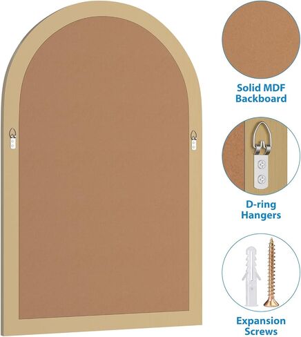 White Arch Bathroom Mirror for Wall Decorative, 24" x 36" White Vintage Mirror with Beaded Frame for Wall Decor Farmhouse Wood Frame Mirror for Entryway, Living Room White in Saudi Arabia