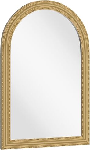 White Arch Bathroom Mirror for Wall Decorative, 24" x 36" White Vintage Mirror with Beaded Frame for Wall Decor Farmhouse Wood Frame Mirror for Entryway, Living Room White in Saudi Arabia