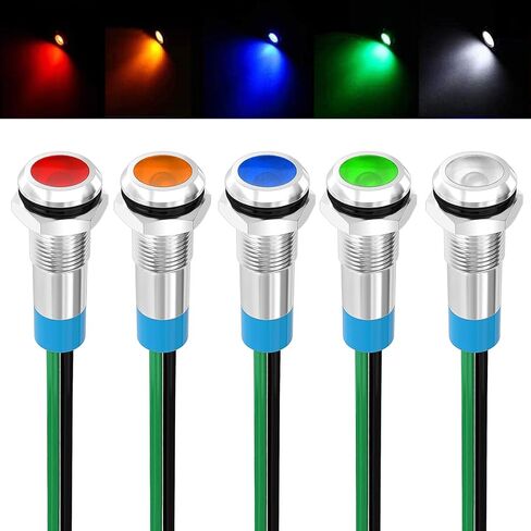 5 قطعة 1/4 "6 مللي متر 110 فولت-220VAC LED مؤشر معدني ضوء مصباح إشارة مقاوم للماء الطيار داش اتجاهي سيارة شاحنة قارب مع سلك in Kuwait
