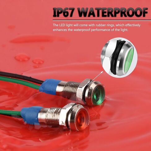 5 قطعة 1/4 "6 مللي متر 110 فولت-220VAC LED مؤشر معدني ضوء مصباح إشارة مقاوم للماء الطيار داش اتجاهي سيارة شاحنة قارب مع سلك in Kuwait