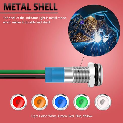 5 قطعة 1/4 "6 مللي متر 110 فولت-220VAC LED مؤشر معدني ضوء مصباح إشارة مقاوم للماء الطيار داش اتجاهي سيارة شاحنة قارب مع سلك in Kuwait