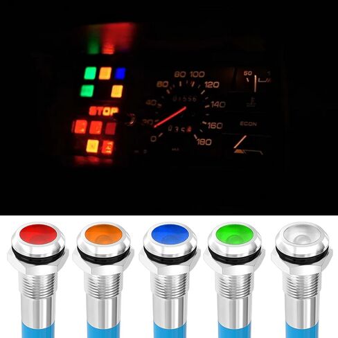 5 قطعة 1/4 "6 مللي متر 110 فولت-220VAC LED مؤشر معدني ضوء مصباح إشارة مقاوم للماء الطيار داش اتجاهي سيارة شاحنة قارب مع سلك in Kuwait