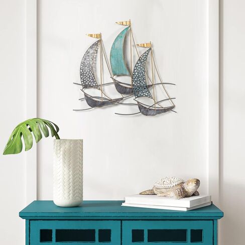 DECO DE VILLE Contemporary Modern Design Nautical Style Sail Boats Theme Metal Wall Sculpture Marine Decor,sailboat-A in Saudi Arabia