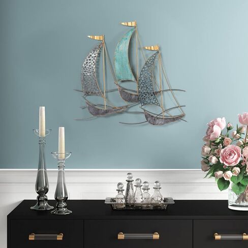 DECO DE VILLE Contemporary Modern Design Nautical Style Sail Boats Theme Metal Wall Sculpture Marine Decor,sailboat-A in Saudi Arabia