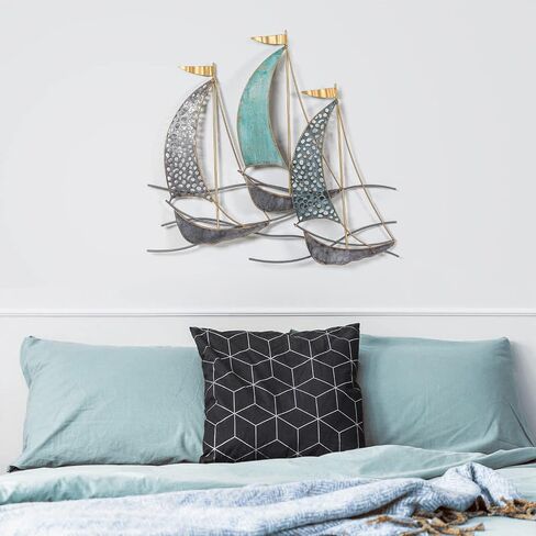 DECO DE VILLE Contemporary Modern Design Nautical Style Sail Boats Theme Metal Wall Sculpture Marine Decor,sailboat-A in Saudi Arabia