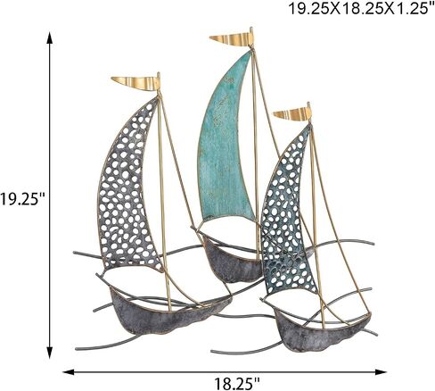 DECO DE VILLE Contemporary Modern Design Nautical Style Sail Boats Theme Metal Wall Sculpture Marine Decor,sailboat-A in Saudi Arabia