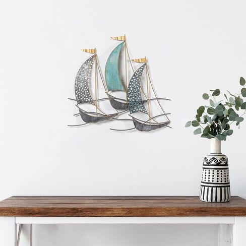 DECO DE VILLE Contemporary Modern Design Nautical Style Sail Boats Theme Metal Wall Sculpture Marine Decor,sailboat-A in Saudi Arabia