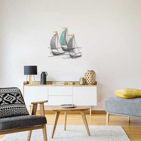 DECO DE VILLE Contemporary Modern Design Nautical Style Sail Boats Theme Metal Wall Sculpture Marine Decor,sailboat-A in Saudi Arabia