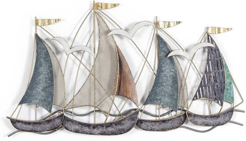 DECO DE VILLE Contemporary Modern Design Nautical Style Sail Boats Theme Metal Wall Sculpture Marine Decor,sailboat-A in Saudi Arabia