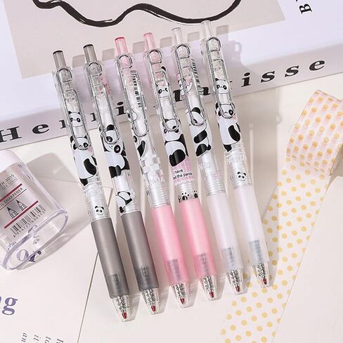 6 Pcs Gel Ink Pens Cute Cartoon Bear Pens 0.5mm Black Ink Retractable Pens Office School Pen Women Girl Boy Pen Kawaii (Bear) in Kuwait