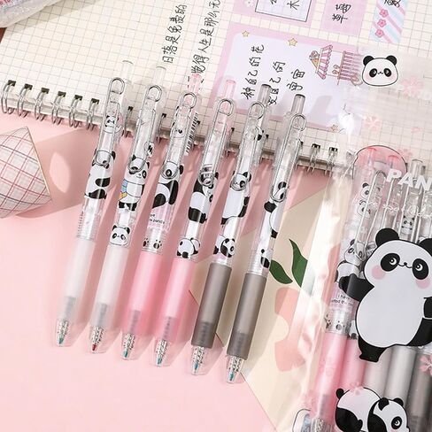 6 Pcs Gel Ink Pens Cute Cartoon Bear Pens 0.5mm Black Ink Retractable Pens Office School Pen Women Girl Boy Pen Kawaii (Bear) in Kuwait