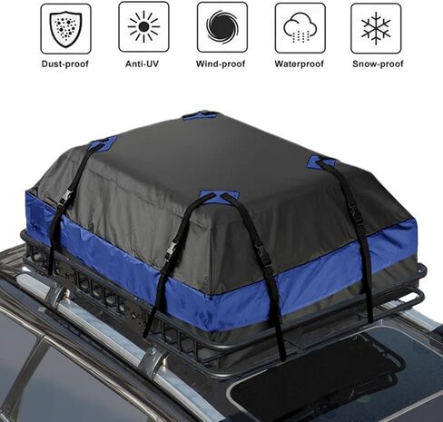 Car Roof Duffel Bag, 15 Cubic Feet Waterproof Roof Duffel Bag for All Cars with Luggage Racks - includes Anti-slip Mat and Rain CoverSoft Shell Roof BagCar Carrier Bag in Saudi Arabia