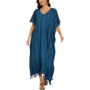 Beautybatik Women Stripe Caftan Kaftan Loungewear Maxi Plus Size Long Dress XL to 4X
