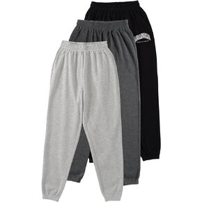 Floerns Women's 3 Piece Solid Drawstring Waist Slant Pocket Jogger Sweatpants Black Light Grey X-Small