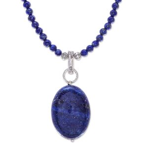 NOVICA Artisan Handcrafted Lapis Lazuli Pendant Necklace | Handmade Crystal Pendant Necklace | Adjustable .925 Sterling Silver Necklace | Artisan Necklace Pendant | Blue Lady Themed Necklace Thailand
