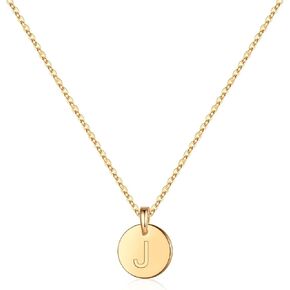 Memorjew Valentines Day Gifts for Her - Sterling Silver Small Disc Initial Necklaces for Women Girls, Tiny Cute Letter Pendant Necklace Jewelry Gifts for Women Teen Girls