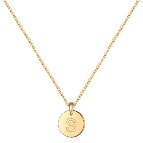 Memorjew Valentines Day Gifts for Her - Sterling Silver Small Disc Initial Necklaces for Women Girls, Tiny Cute Letter Pendant Necklace Jewelry Gifts for Women Teen Girls