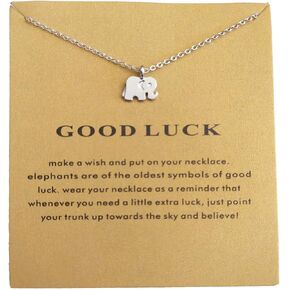 Good Luck Elephant Necklace for Women Girls with Message Card Gift Card Elephant Gifts for women (Silver)