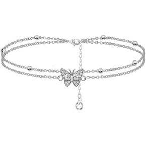 liveliwithmin Bow Bracelet Valentine's Day Gift for Women Girls Sterling Silver Adjustable Chain Crystal Bow Bracelet Wedding Party Jewelry