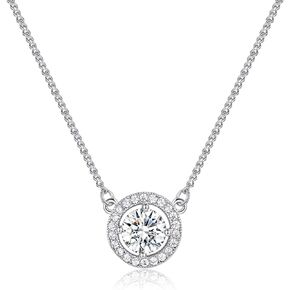 Omboo 18K Gold Plated Post Faux Diamond Round Solitaire Pendant Necklace for Women, Cubic Zirconia Pendant Necklace Trendy Dainty Gold Pendant Necklace Jewelry Gifts for Women Birthday Christmas, Gold Chain Necklace Gift for Teens Girls Bestfriends