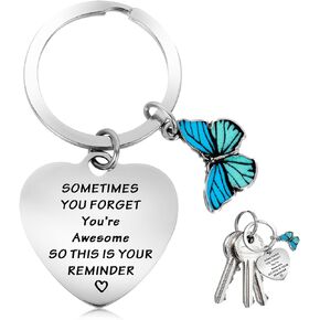 Butterfly Keychain, Inspirational Gifts Keyring for Women, Engraved Encouragement Poetry Keychain with Butterfly Pendant for Car, Keys, Purse, Wallet, Backpack