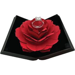 Unique 3D Rose Design Ring Box for Women, Elegant Black Jewelry Case for Proposal, Engagement, Wedding Ceremony, Birthday Gift, and Valentine's Day Gift - Display, Presentation, and Storage Organizer