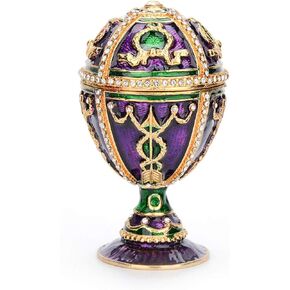 QIFU Easter Egg Style Hand Painted Trinket Box with Hinged, Classic Ornaments to Store Jewelry, Unique Easter Day Gift