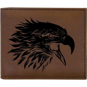 Rogue River Tactical Eagle Men's Leather Bifold Wallet RFID Gift For Him Dad Father Billfold Father's Day Gift