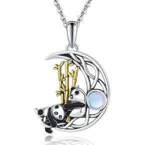 CHIC ARTSY Animal Necklace 925 Sterling Silver Dainty Abalone Shell Bear,Panda,Bee,Fox,Wolf,Unicorn Pendants Necklace Animal Lover Jewelry Gift for Women Sister Wife Mama Her