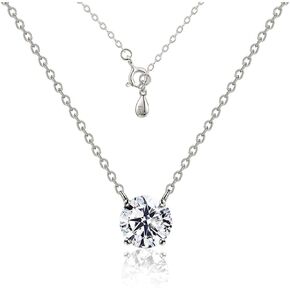Raneecoco STUNNING FLAME 1.0-3.0 Carat Sterling Silver Cubic Zirconia Necklace for Women | 1 ct Simulated Diamond | Round CZ Solitaire Gold Pated Dainty Pendant Necklace, 40+5cm Chain