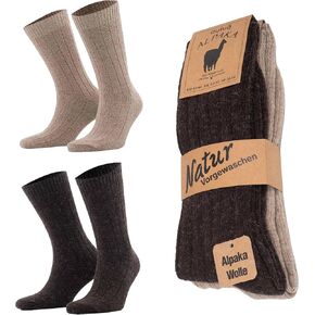 Alpaca Socks For Men and Women, Alpaca Wool Socks 2 Pair Thermal Socks Cozy Crew Socks Thick Socks