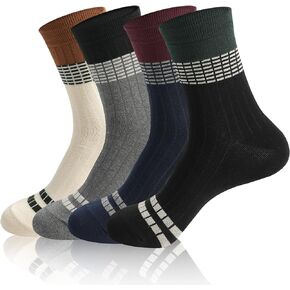 Unisex Crew Socks | 4-6 Pairs Tube Stripes Polka Dot Print Smiley Face Argyle Pattern | Korean Daily Cotton Socks | US 8-10.5