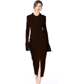 Long Sweater Dress for Women Bodycon Sweater Dresses Botton Down Slim fit Cardigan Dress Knit Sweater Dresses
